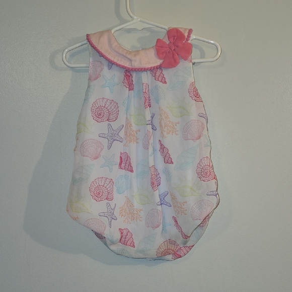 Pink and Multicolor Seashell Print Baby One Piece Summer Romper Size 18 Mo LOT D - Picture 1 of 6
